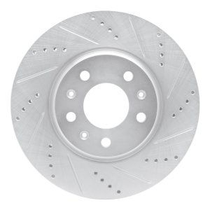 Cadillac Seville Brake Rotor (1) - Front Right - R1 Concepts - Drilled & Slotted - Silver - `03-`08
